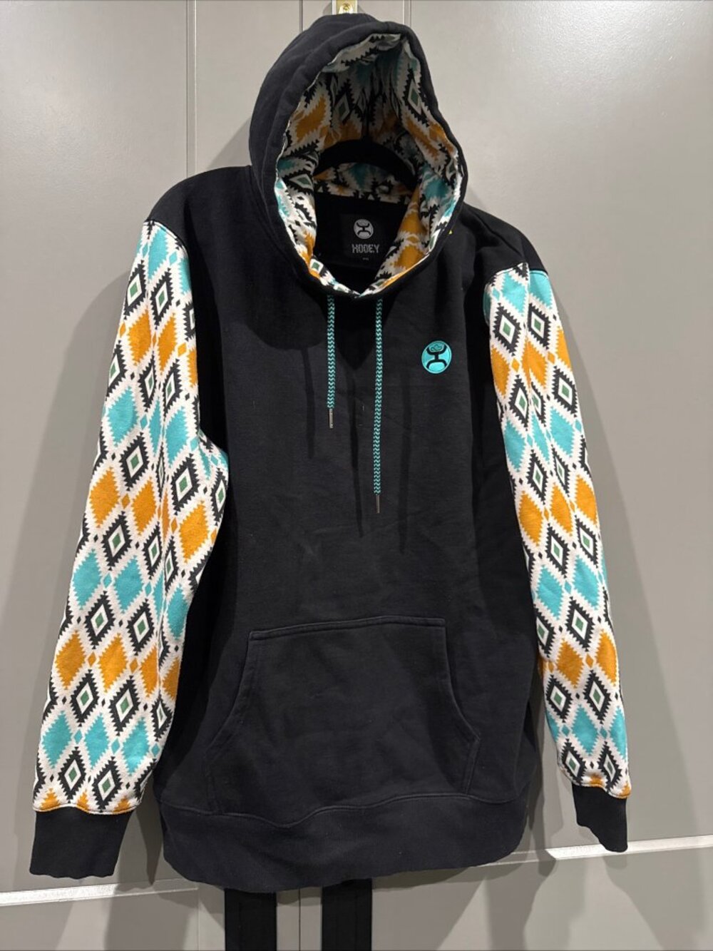 Hooey Mens Hoodie Aztec Southwest Sweatshirt Pullover Black Size XXL